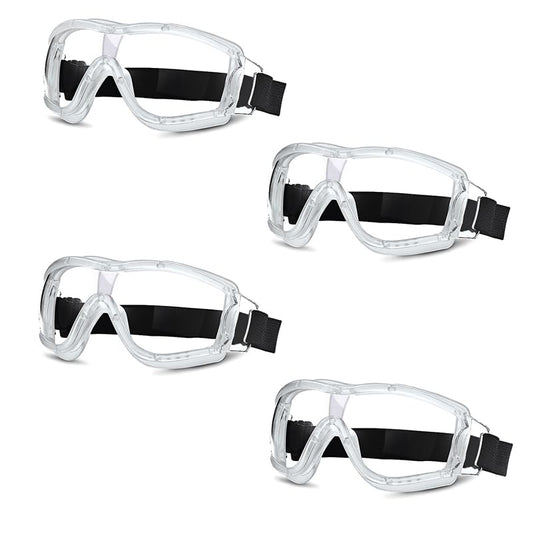 Kids Safety Goggles, Kids Lab Goggles,Soft silicone nose cushion and adjustable headband - color: 4 Pack Clear-white