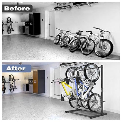WALMANN Freestanding Bike Stand for Garage, 4 Bikes Vertical Bike Storage Stand Heavy Duty Bike Floor Stand - style: Bike stand for 4 bikes