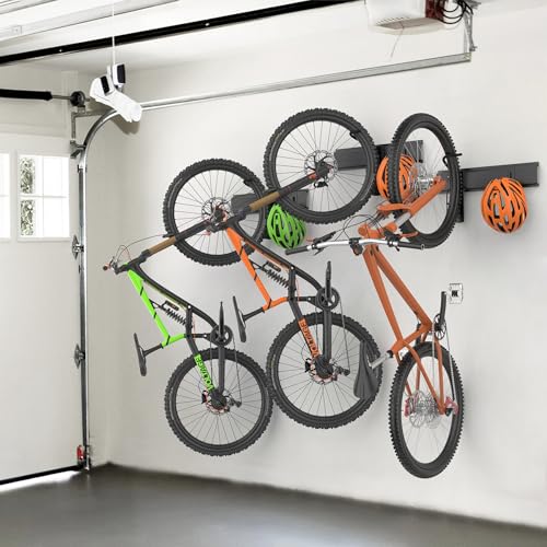 TORACK Wall-Mounted Swivel Bike Rack, Garage Vertical Bike Hangers for 3 Bikes and 3 Helmets Rotating Bike Storage Hooks Holds Up to 300 lbs - style: for 3 bikes