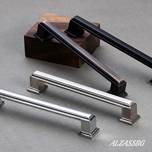 Alzassbg 10 Pack Polished Chrome Cabinet Pulls, 5 Inch(128mm) Hole Center Cabinet Handles Kitchen Pulls for Cabinets and Drawer AL3071CP - color: Polished Chrome, size: 5" Hole Center