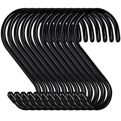 DINGEE 4 Inch 12 Pack S Hooks - Heavy Duty, Large Rubber Coated Black Non Slip Metal Hooks for Closet, Garden, Jeans, Plants, Jewelry, Pot, Pan, Cups, Towels - color: Black, size: 4 Inch-12 Pack
