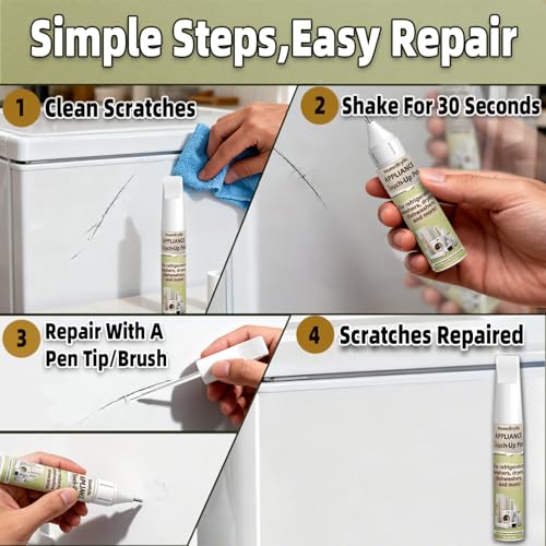Pure White Appliance Repair Paint, Two in One Design Appliance Touch up Paint Pen Effective Rust Prevention, Suitable for Refrigerators,Washing Machines, Dishwashers and Other Appliances - color: Pure white