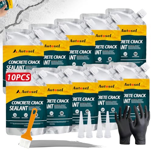 Concrete Crack Filler, Cement Crack Filler, Self-Leveling Concrete Crack Repair Filler, High-Elasticity Waterproof Caulking Glue for Driveways, Walkways, Patios, and Driveway Crack Repair– 10 PCS - style: 11.1LB