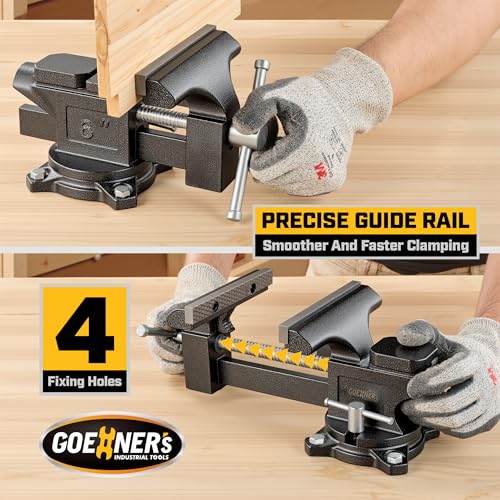 6-Inch Bench Vise Heavy duty Vice for Workbench, Utility Combination Pipe Table Vise Forged Steel Construction and Swivel Base - size: 6 Inch