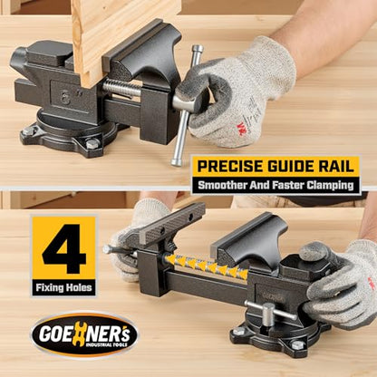 6-Inch Bench Vise Heavy duty Vice for Workbench, Utility Combination Pipe Table Vise Forged Steel Construction and Swivel Base - size: 6 Inch