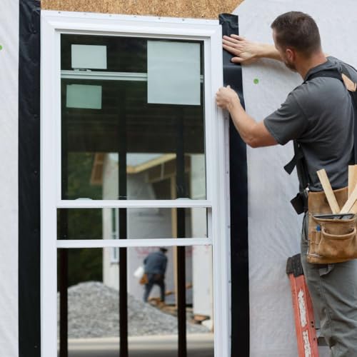 FrogTape Pro Grade Flashing Tape for Windows & Doors, 9 Inch Width - 75 Foot Roll, All Weather & UV Resistant Flashing Tape with Advanced Acrylic Adhesive - 10 mils - Black - size: 9 Inches X 75 Feet, style: Window & Door