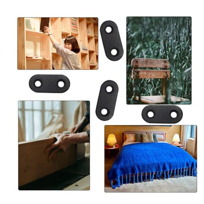 20 Pack Black Straight Brace, Flat Straight Bracket with Screws, 1.42 x 0.63 Inch Repair Bracket, for Tables, Cabinets, Bookshelves - color: Black