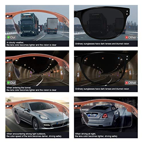 YIMI Men Photochromic Polarized Sports Sunglasses Cycling Fishing Driving Glasses UV Protection Eyeglasses Anti Glare Eyewear - color: 8177 Brown