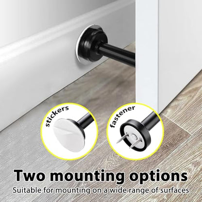 2 Pack Matte Black Door Stoppers, Heavy Duty 304 Stainless Steel No Drill Wall Protector with Adhesive & Screws, Sound Dampening for Home Office Garage