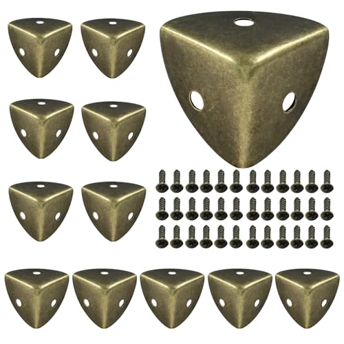 12 Pcs Metal Corner Protectors Bronze Edge Guard Furniture Edge Corner Cover Angle Corner Brackets with Mounting Screws for Box Table Cabinet(1"x1"x1") - size: Bronze,1 inch,12pcs