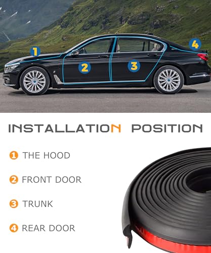 SCUARI 13Ft Automotive Weather Stripping,Car Accessories Door Rubber Seal Strip,Car Front Windshield Strip,Super Flexible Z-Shaped Rubber Cars Door Seal Strip,Suitable for Cars, RVs,Vans