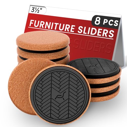 Felt Furniture Sliders for Hardwood Floors, 8 PCS Furniture Pads for Tile Floors, Heavy Furniture Movers (8 Pcs 3 1/2 inch) - color: Brown 8pcs, size: Round 3 1/2 inch