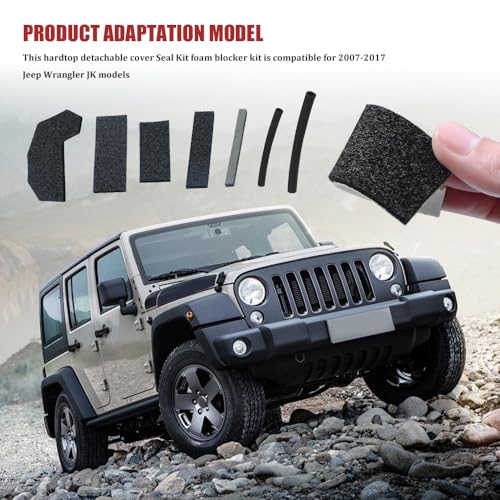 Hard Top Removable Seal Kit, Foam Blocker Compatible with 2007-2017 Jeep Wrangler JK and Wrangler JK Unlimited, Car Interior Accessories Replaces 68026937AB (Black/17pcs)