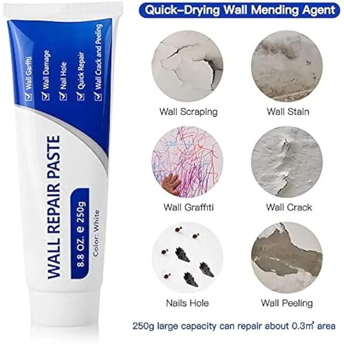 Drywall Patch Repair Kit 250g – Quick-Drying Wall Mending Agent with Scraper, Wall Putty Hole Repair, Multi-Functional Waterproof Repair Paste for Cracks, Holes & Concrete Surfaces (3 Set) - size: 3 SET