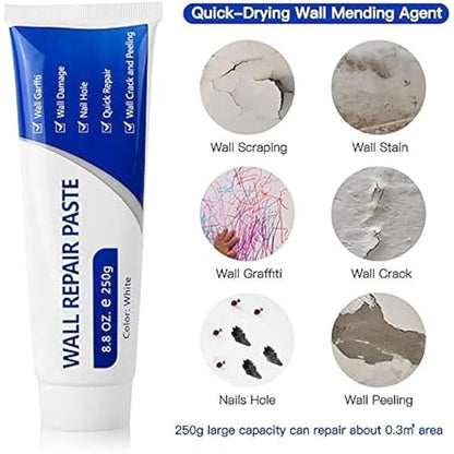 Drywall Patch Repair Kit 250g – Quick-Drying Wall Mending Agent with Scraper, Wall Putty Hole Repair, Multi-Functional Waterproof Repair Paste for Cracks, Holes & Concrete Surfaces (2 Set) - size: 2 SET