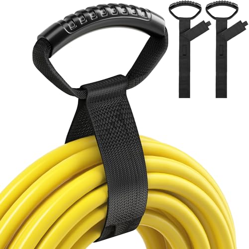 Easy-Carry Extension Cord Storage Straps 17"(2 Pack) Black Carrying Strap Heavy Duty Hook and Loop Cord Organizer with Handle for Garage Hose Storage,Garden Pool Hoses,Cables etc - size: 17" (2 Pack)