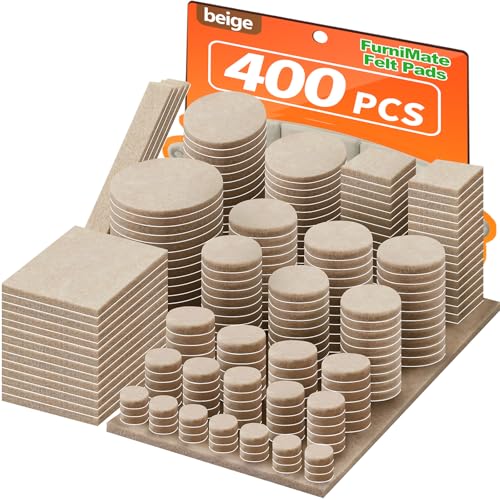 Felt Furniture Pads 400 Pieces, Furniture Pads for Hardwood Floors, Floor Protectors for Furniture Legs, Felt Pads for Furniture, Many Large Sizes Beige - size: 400pcs Beige