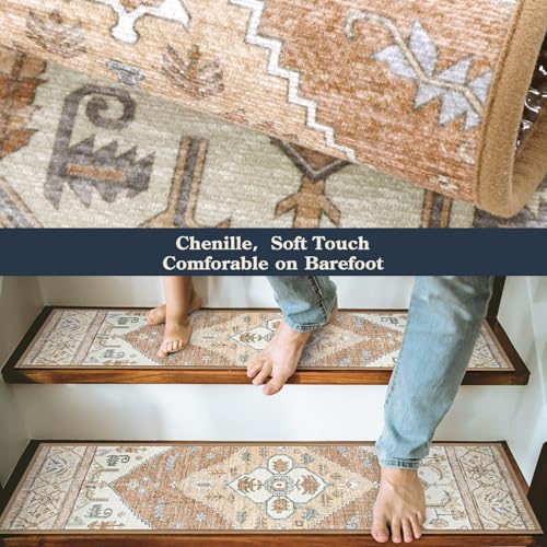 Lahome Stair Treads Non Slip 15 Pack 8" X 30" Stair Treads for Wooden Steps, Washable Self Adhesive Stair Runners Stain Resistant Stair Carpet, Edging Staircase for Kids Elders and Dogs Dorie, Taupe - color: Taupe