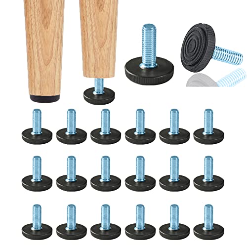 WAFJAMF 20 PCS M6 Thread Adjustable Furniture Levelers Screw in Threaded, Adjustable Levelers Feet Screw On Furniture Glide Leveling for Table, Chair, Furniture Legs - size: 20