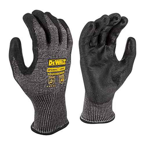 DEWALT DPG860 Cut Protection Level A5 PU Touchscreen Glove - Size 2X - size: 2X