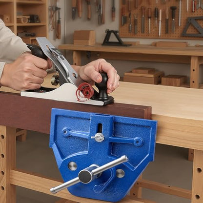 VEVOR Woodworking Vise, 9 Inch Jaw Width, Quick Release Wood Bench Vise, 10.2 Inch Max Jaw Opening, Heavy-duty Cast Iron Construction, Adjustable Front Stop, Workbench Vice, for Woodworking Drilling - size: 9inch