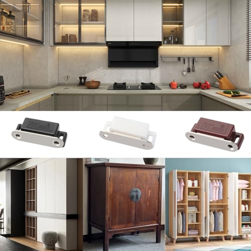 Cabinet Magnetic Catch - 4 Pack Cabinet Door Magnetic Latch for Cupboards Drawers Closet Doors and Shutters (Black) - color: Black