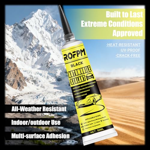 Automotive Adhesive Sealant Black, 100ml Auto Body Glue Heat Resistant, Silicone Adhesive Sealant for Repair Car Body, Windows, Trunk, Interior, Metal (1.69 floz*2)