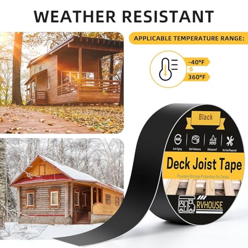 Deck Joist Tape 6 Inch x 50 Ft – Waterproof Butyl Sealant Tape for Extreme Temperature, UV Resistant & Anti-Corrosion, Ideal for Wood Joists, Beams, RV Roof & Outdoor Deck Protection - size: 6" X 50 Ft