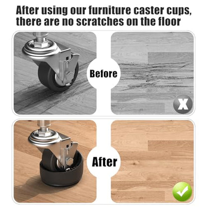 5 Pcs Chair Leg Floor Protectors, Caster Cups Furniture Stoppers for Hardwood Floors, Anti Slip Wheel Stoppers for Quiet & Safe Use