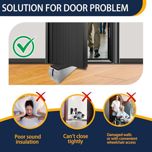 Heavy Duty Door Stopper Adjustable Spring Large Stoppers Wedge, Tall up to 3 Inches Doorstop Stainless steels Made Suits Any Heavy Doors - size: Silver-Adjustable