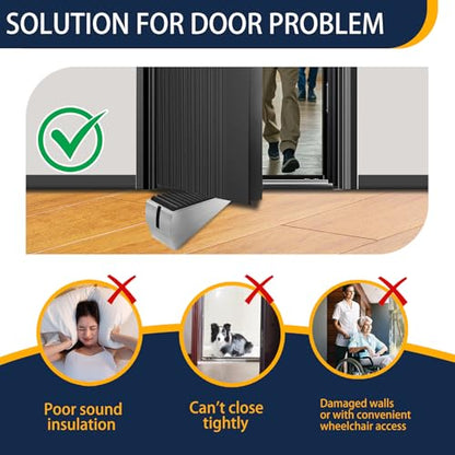 Heavy Duty Door Stopper Adjustable Spring Large Stoppers Wedge, Tall up to 3 Inches Doorstop Stainless steels Made Suits Any Heavy Doors - size: Silver-Adjustable