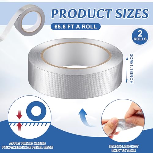 Fuyoooo 2 Roll 1.18in x 131 ft in Total Aluminum Polycarbonate Tape, Heavy Duty Waterproof Sealing Insulation Greenhouse Tape, Self Adhesive UV Heat Resistant for Greenhouse Roofing Outdoor Repairs - style: Classic Styles
