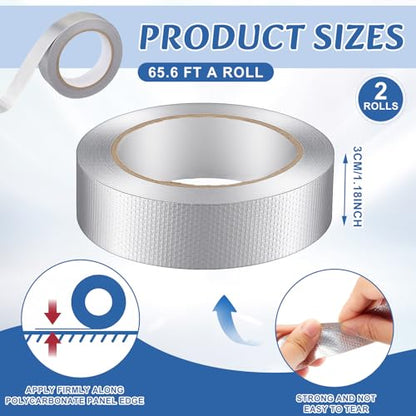 Fuyoooo 2 Roll 1.18in x 131 ft in Total Aluminum Polycarbonate Tape, Heavy Duty Waterproof Sealing Insulation Greenhouse Tape, Self Adhesive UV Heat Resistant for Greenhouse Roofing Outdoor Repairs - style: Classic Styles