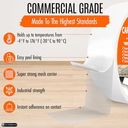 Carpet Tile Tape Double Sided 4in x 90ft (3 Pack) Heavy Duty Reinforced Web Mesh Residue Free - Indoor Outdoor for Carpet Tiles, Hardwood, Vinyl, Rugs, Carpet, Rubber & Mat Gripper - size: 4 IN x 90 FT (3 Pack)
