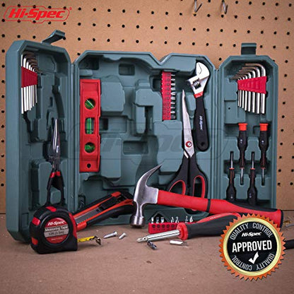 Hi-Spec 49pc Complete Home Tool Kit Set in a Portable Toolbox Case. Essential Household Repair Tools for DIY in The Apartment, Office and College - size: 49 Pcs