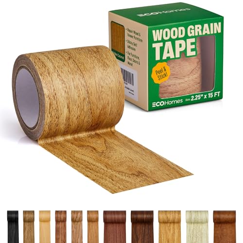 Wood Grain Repair Tape - Self Adhesive Brown Wood Colored Tape for Furniture Repair | Peel & Stick Veneer Strips Trim, Woodgrain Duct Tape for Furniture, Vinyl Floor, Door Patch Kit (Golden Caramel) - color: Golden Caramel, size: 2.25 Inch By 15 Ft