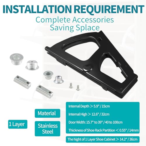 Shoes Drawer Cabinet Hinges Turing Rack Replacement Fittings Stainless Steel for Kitchen Living Room-2pcs - color: Black, size: 1 Layers