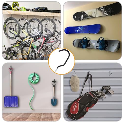 KURUI 9 in Mountain Bike Hooks for Garage Ceiling, Heavy Duty Bicycle Hangers for Hanging, Large Screw Hooks for Garage Ceiling Wall, No Drill Ceiling Hooks for Hanging Outdoor String Lights Plants - style: 4 Pcs-9 in