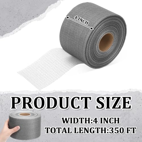 350 ft x 4 Inch Cement Board Joint Tape Self Adhesive Durable Gray Fiberglass Mesh Drywall Mesh Repair Tape for Cement Board Joints Repairing, Sealing and Strengthening - size: 350 Ft X 4 Inch