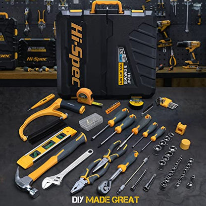 Hi-Spec 126pc Home Garage Mechanics DIY Tool Kit Set. Complete Handyman Auto, Car, Bike and Household Repairs Tool Box Set - size: 126 PCS