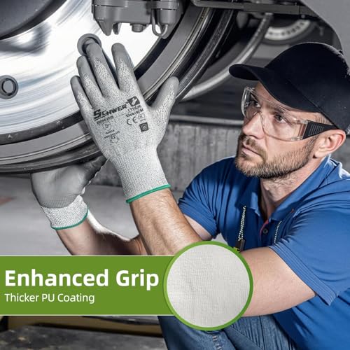 Schwer Safety Work Gloves with Certified Level 6 Abrasion Resistance, ANSI A2 Cut Resistant Gardening & Fishing Gloves with Grip, General Working Gloves for Construction, Mechanic, LT5636, S - size: Small, style: 1 Pair