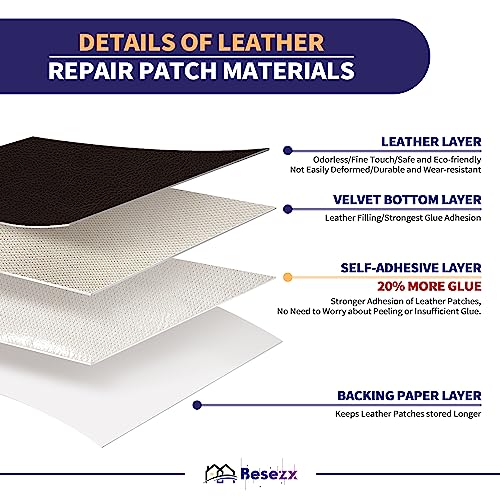 Leather Repair Patch Tape Kit, Self Adhesive Leather Repair for Furniture, Couch, Sofa, Car Seats,Office Chair,Vinyl Repair Kit.30inx16in - color: Dark Brown-Litchi Grain, size: 30 in X 16 in