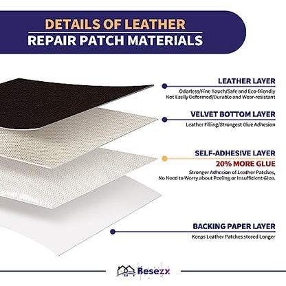Leather Repair Patch Tape Kit, Self Adhesive Leather Repair for Furniture, Couch, Sofa, Car Seats,Office Chair,Vinyl Repair Kit.30inx16in - color: Dark Brown-Litchi Grain, size: 30 in X 16 in