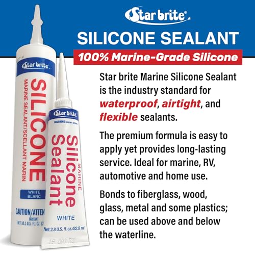 STAR BRITE Marine Silicone Sealant - Waterproof, Durable, UV Resistant, for Fiberglass, Metal, Wood, Glass, Ceramic & More