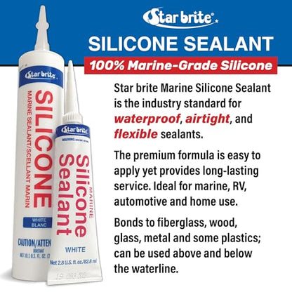 STAR BRITE Marine Silicone Sealant - Waterproof, Durable, UV Resistant, for Fiberglass, Metal, Wood, Glass, Ceramic & More