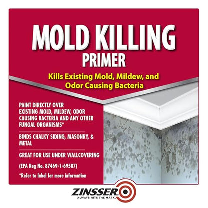 qt Zinsser 276087 White Zinsser, Mold Killing Primer Water-Based Mold Killing Primer - size: 32 Fl Oz (Pack of 1)