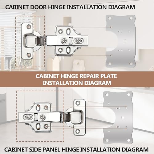 Metal Hinges Repair Fixing Plates with Screw for Kitchen Cupboard Door, Cabinet Hinge Repair Plate, Hinge Repair Board with Screws 10-Pcs