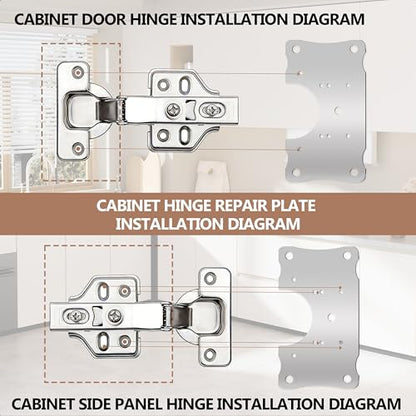Metal Hinges Repair Fixing Plates with Screw for Kitchen Cupboard Door, Cabinet Hinge Repair Plate, Hinge Repair Board with Screws 10-Pcs