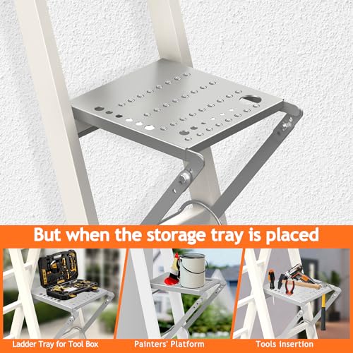 Ladder Platform Attachment, Ladder Accessories,Anti-Slip Extension Ladder Step, Heavy Duty Ladder Work Stand Ladder Paint Tray Holder 400 Pound (Silver Gray) - color: Silver/Gray