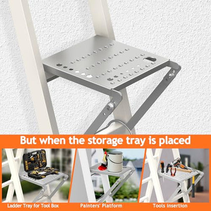 Ladder Platform Attachment, Ladder Accessories,Anti-Slip Extension Ladder Step, Heavy Duty Ladder Work Stand Ladder Paint Tray Holder 400 Pound (Silver Gray) - color: Silver/Gray